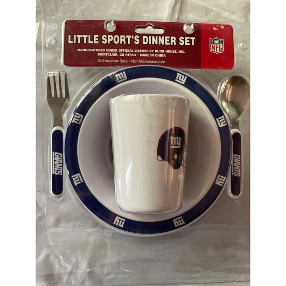 NFL New York Giants Little Sports 3-Piece Dinner Set For Kids - Picture 1 of 11